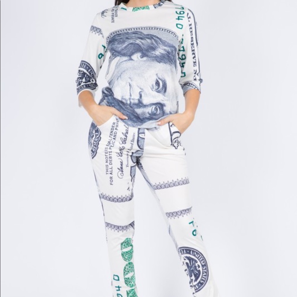 Money Suit Dollar Print 2 Piece Set Outfit